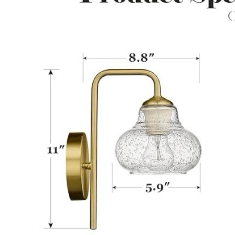 elyona 2 pack gold bubble glass wall sconces mid century - Picture 4 of 10